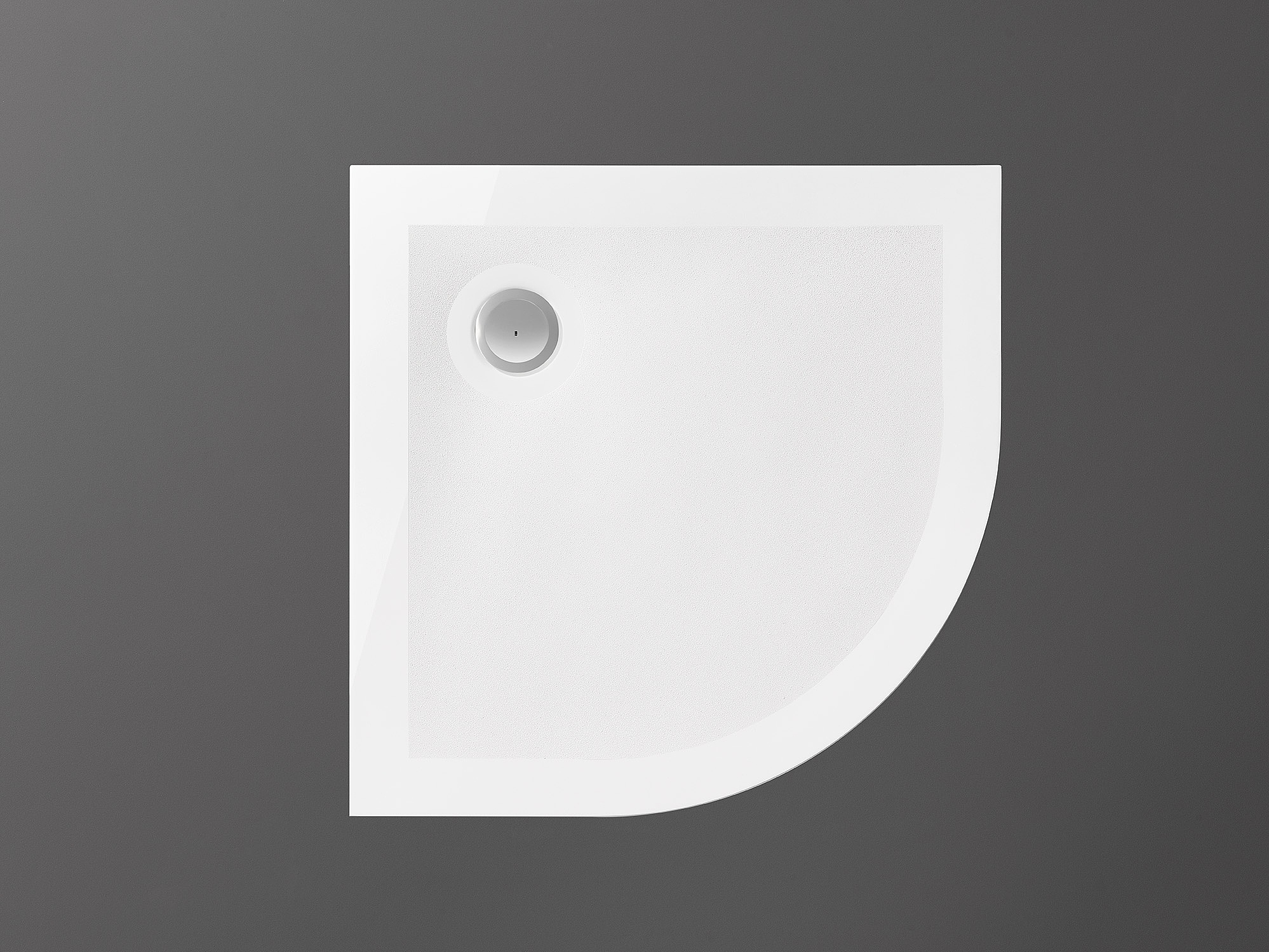 Brodzik ćwierćkolisty KORALLE, odpływ z boku