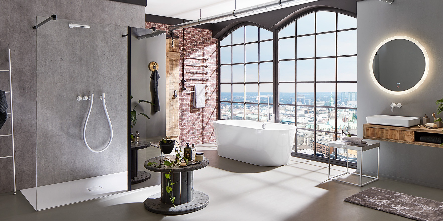 EXTRA Duschkabine WALK-IN XB mit Spiegelglas schwarz soft im Loft Design
