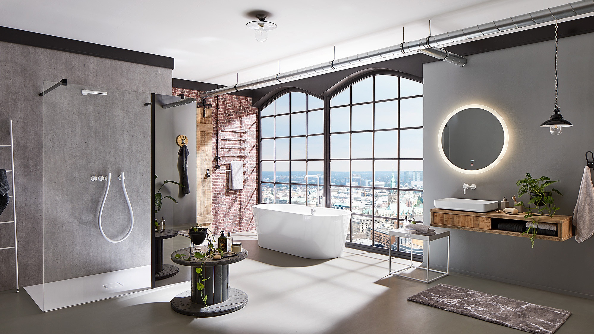 EXTRA Duschkabine WALK-IN XB mit Spiegelglas schwarz soft im Loft Design