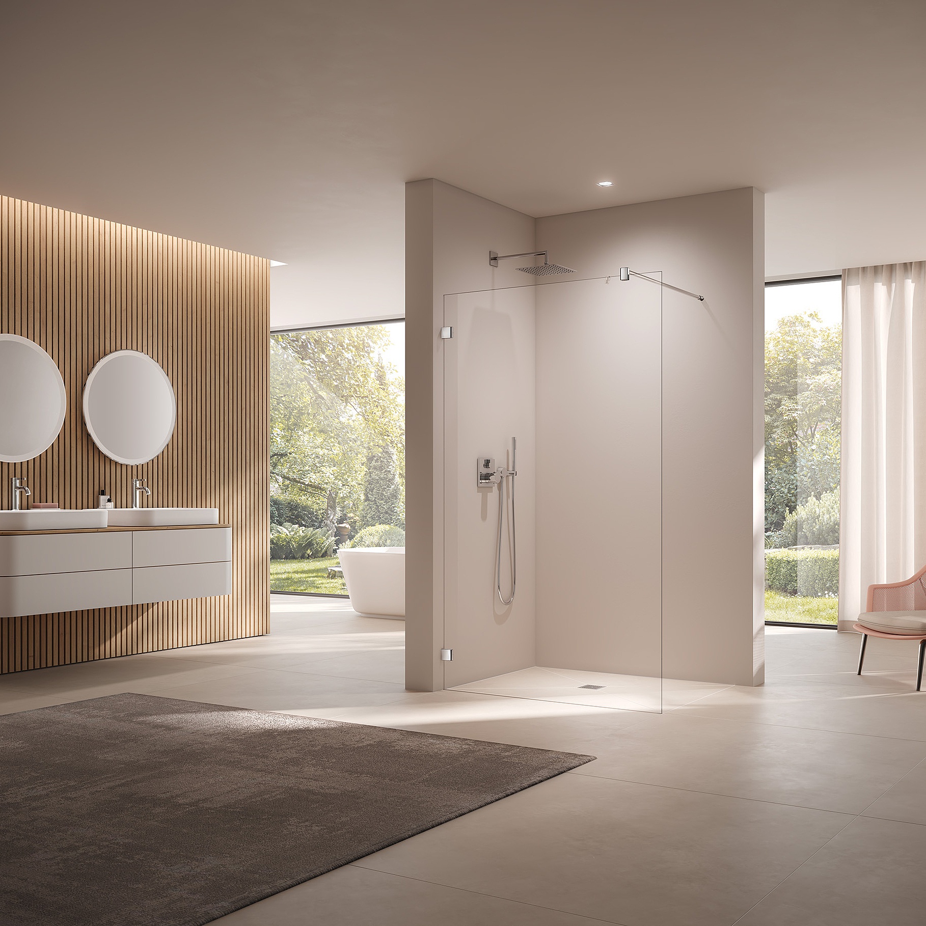 Kermi MENA WALK-IN Box doccia a parete con attacco a muro