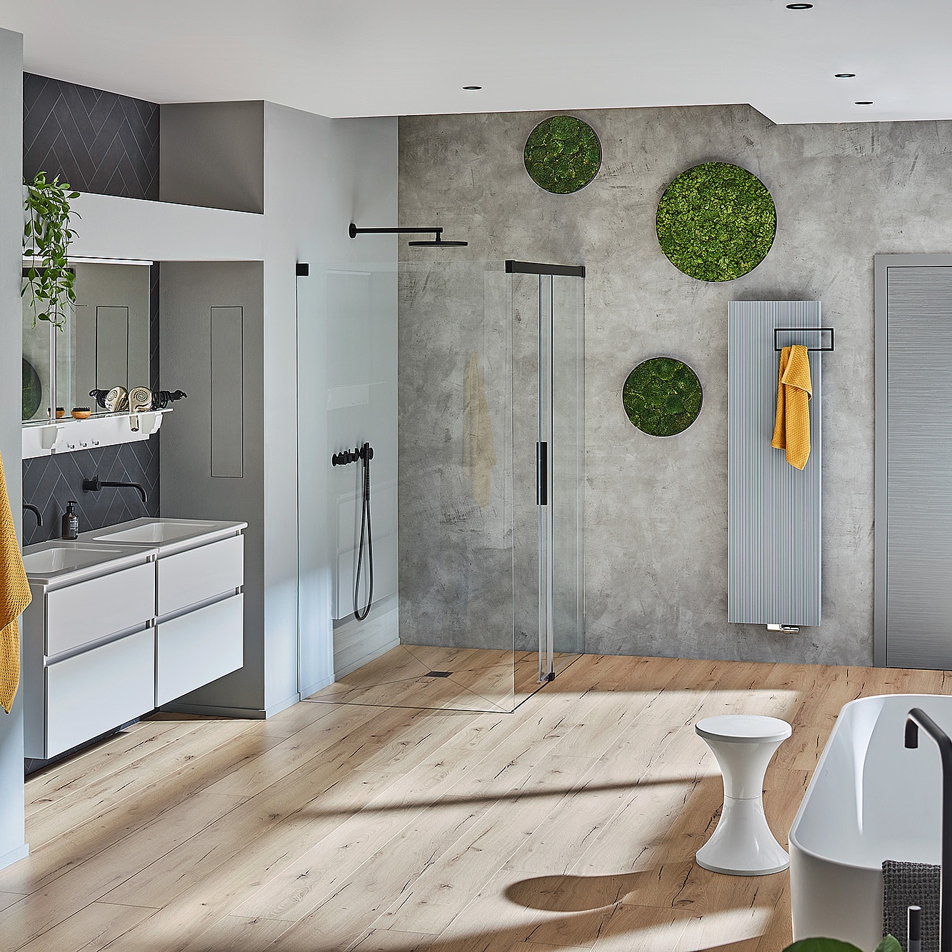 Kermi Profil-Duschkabine NICA Gleittür 2-teilig bodenfrei mit Festfeld ohne Wandprofil 