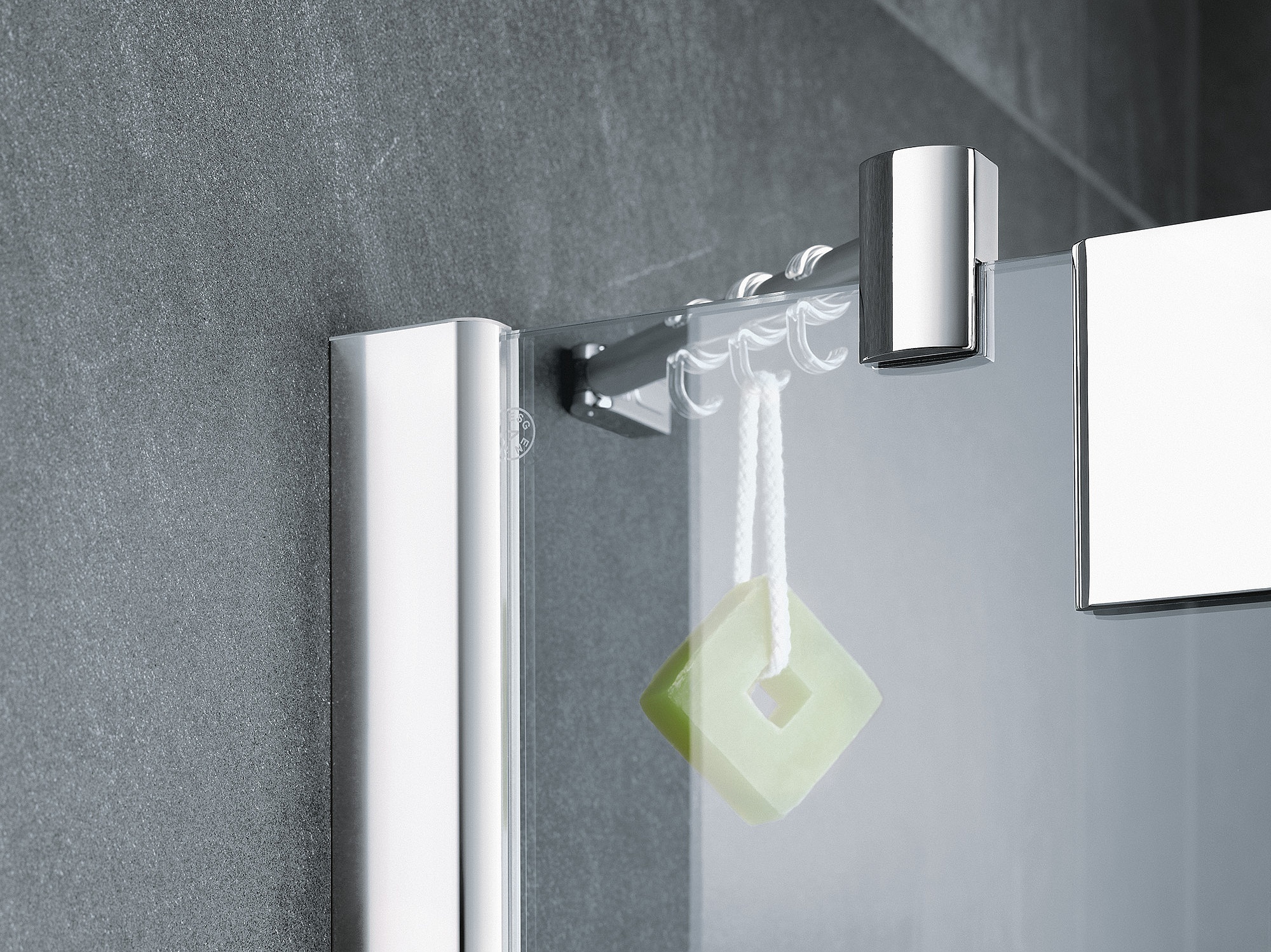 Kermi hinged shower enclosure, PASA XP stabilizer