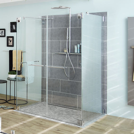 Kermi hinged shower enclosure PASA swing door with PASA handle transverse in chrome