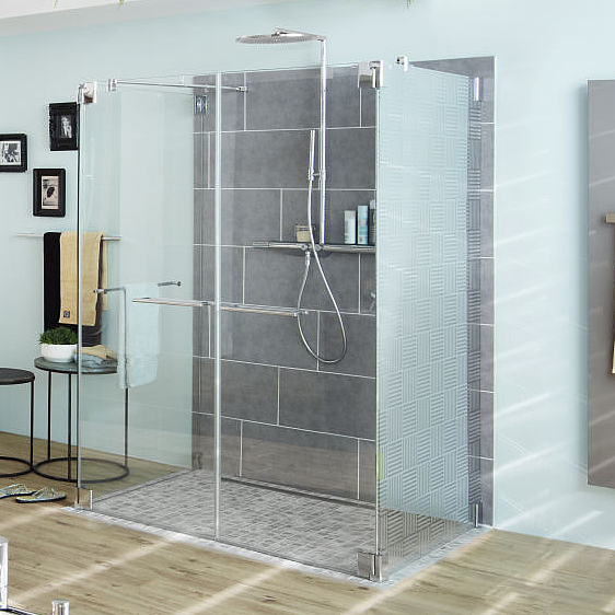 Kermi Paroi de douche à charnières PASA Porte battante avec poignée PASA transversale en chrome