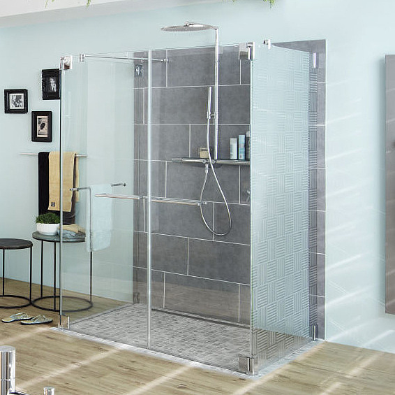 Kermi Beschlag-Duschkabine PASA Pendeltür mit PASA-Griff quer in chrom