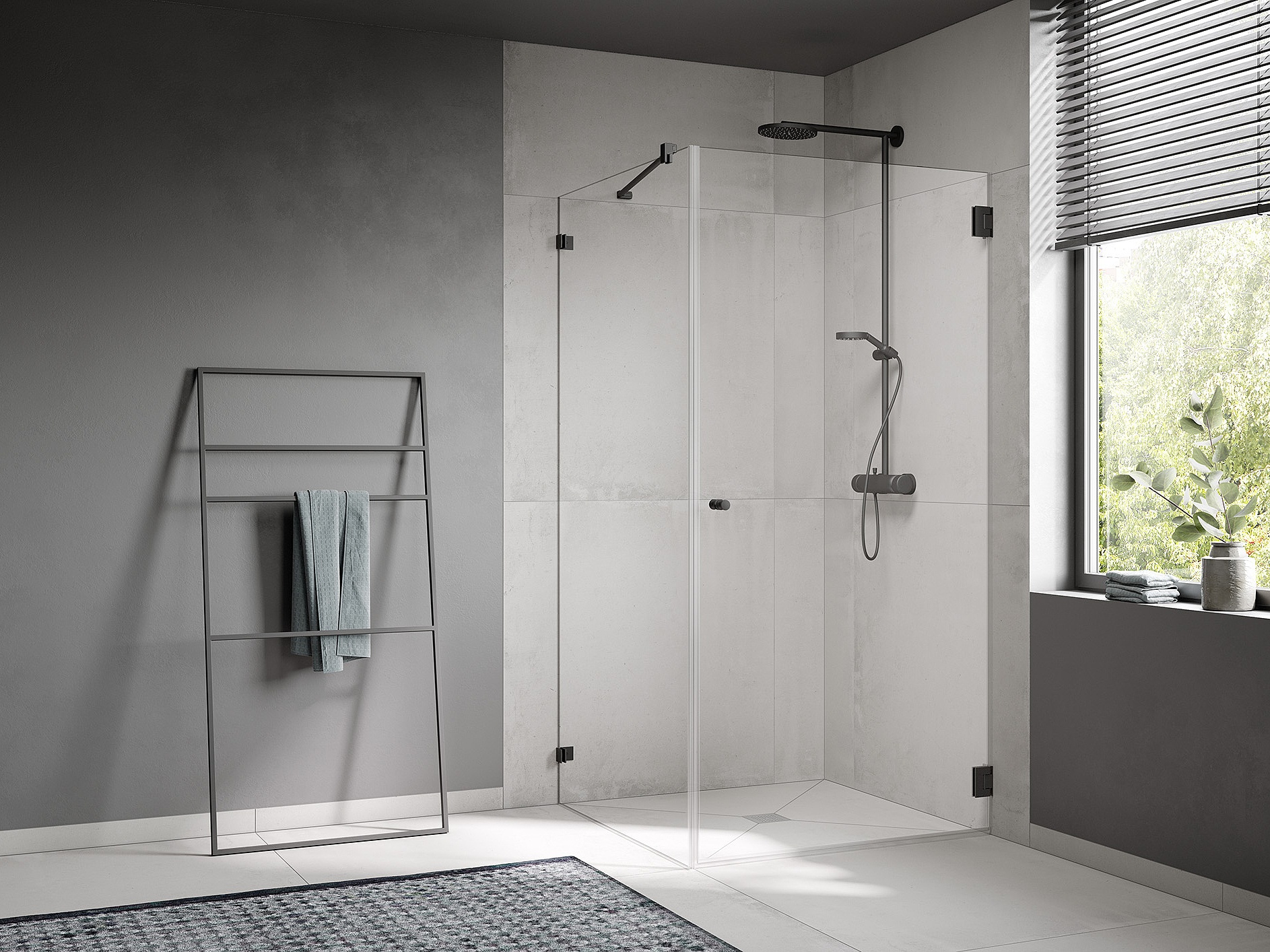 Kermi beslag-douchescherm XENA 2.0 draaideur naar binnen en buiten te openen en zijwand