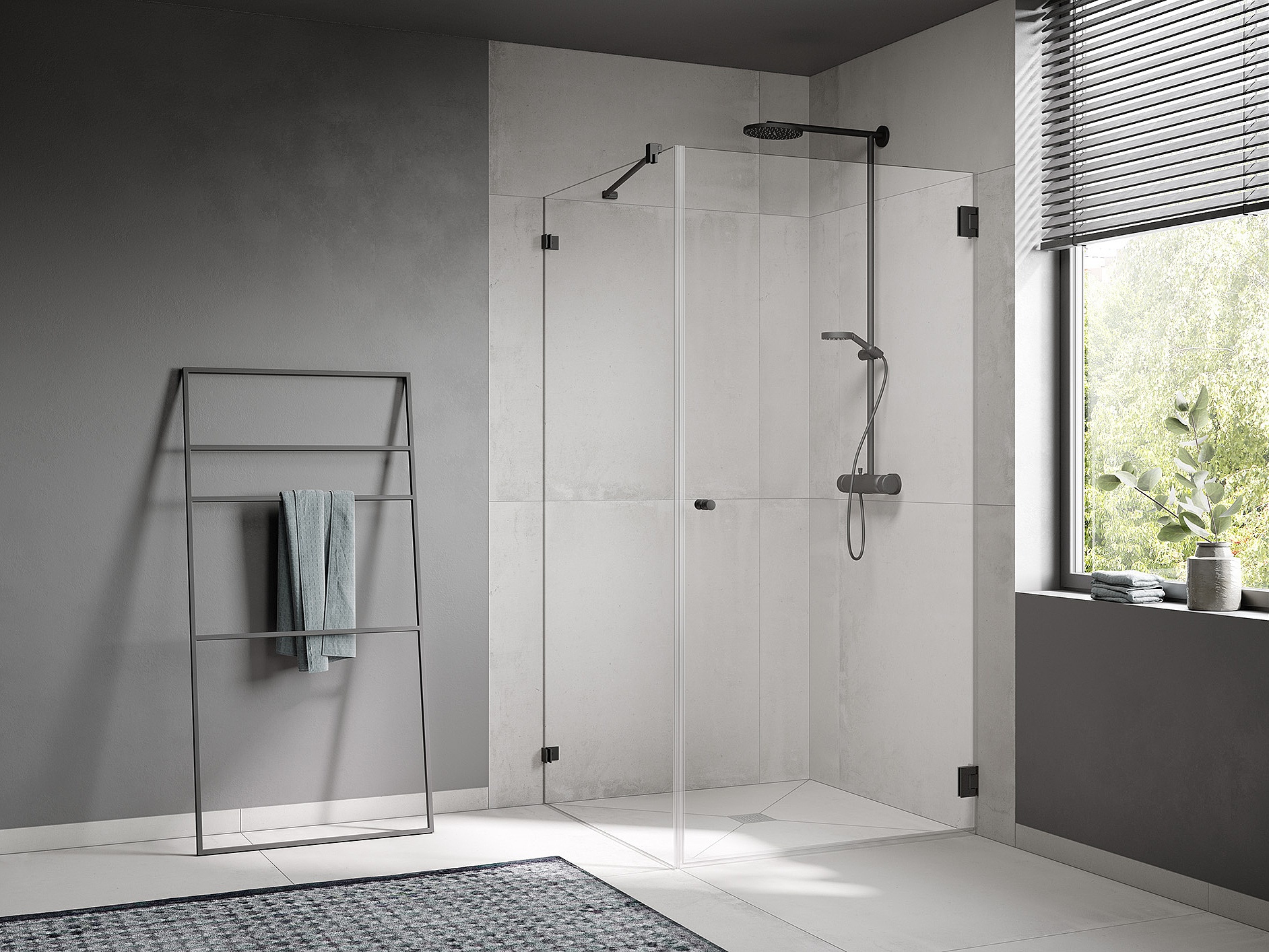 Kermi beslag-douchescherm XENA 2.0 draaideur naar binnen en buiten te openen en zijwand