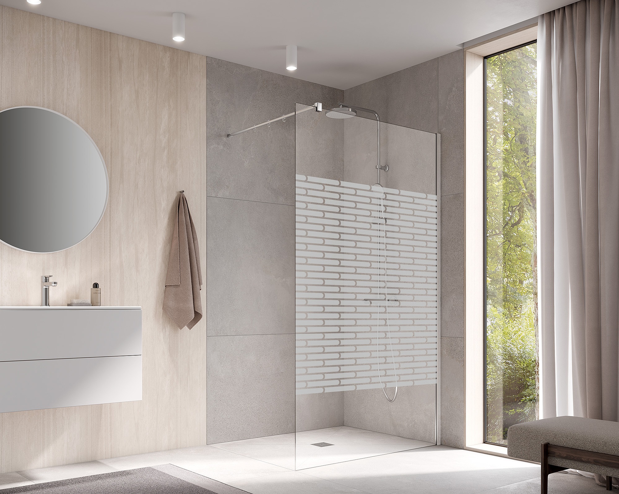 Kermi Walk-In-Duschkabine WALK-IN XB mit Dekor Brick 2