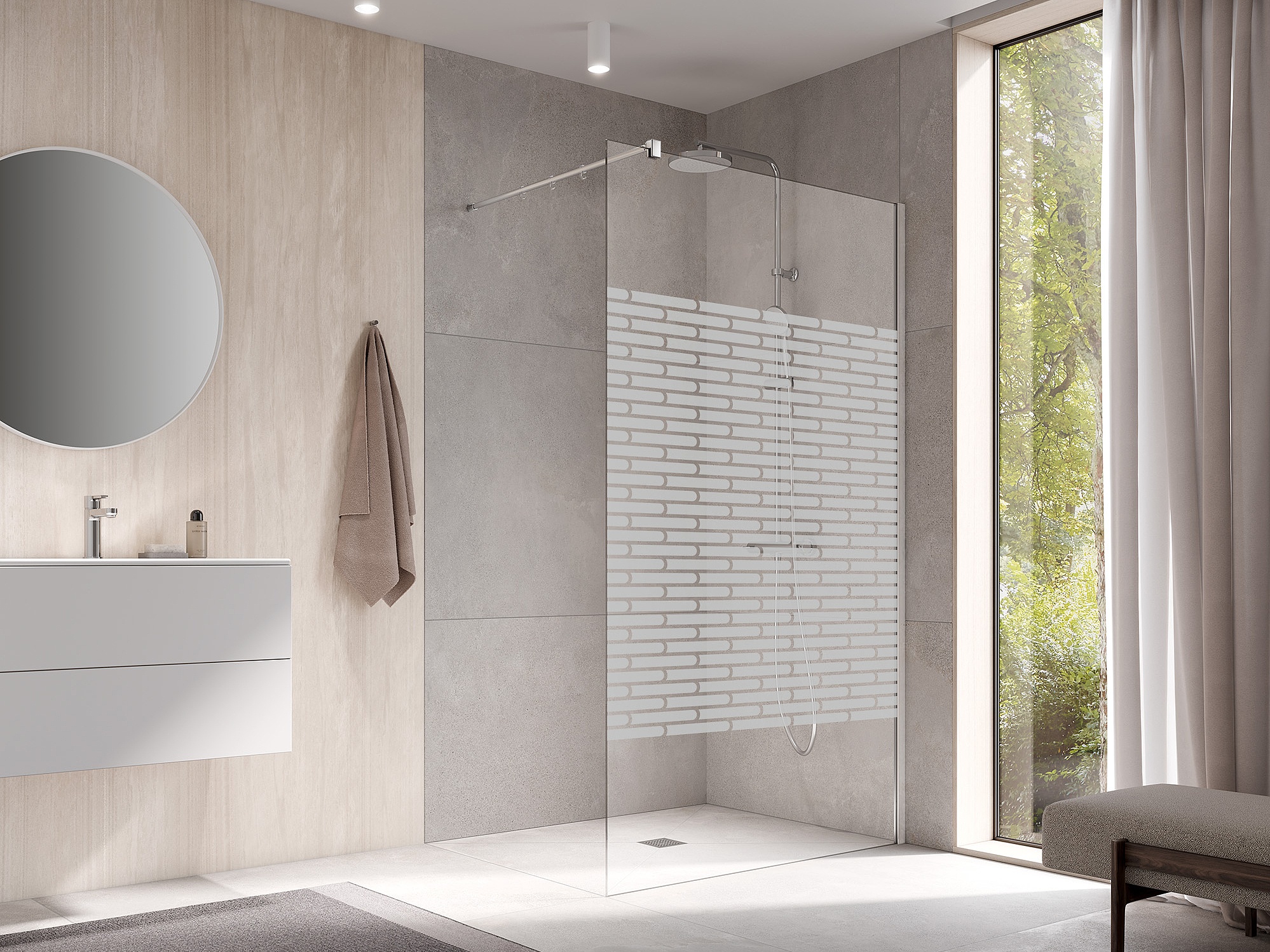 Paroi de douche Walk-In Kermi WALK-IN XB Wall avec décor Brick 2
