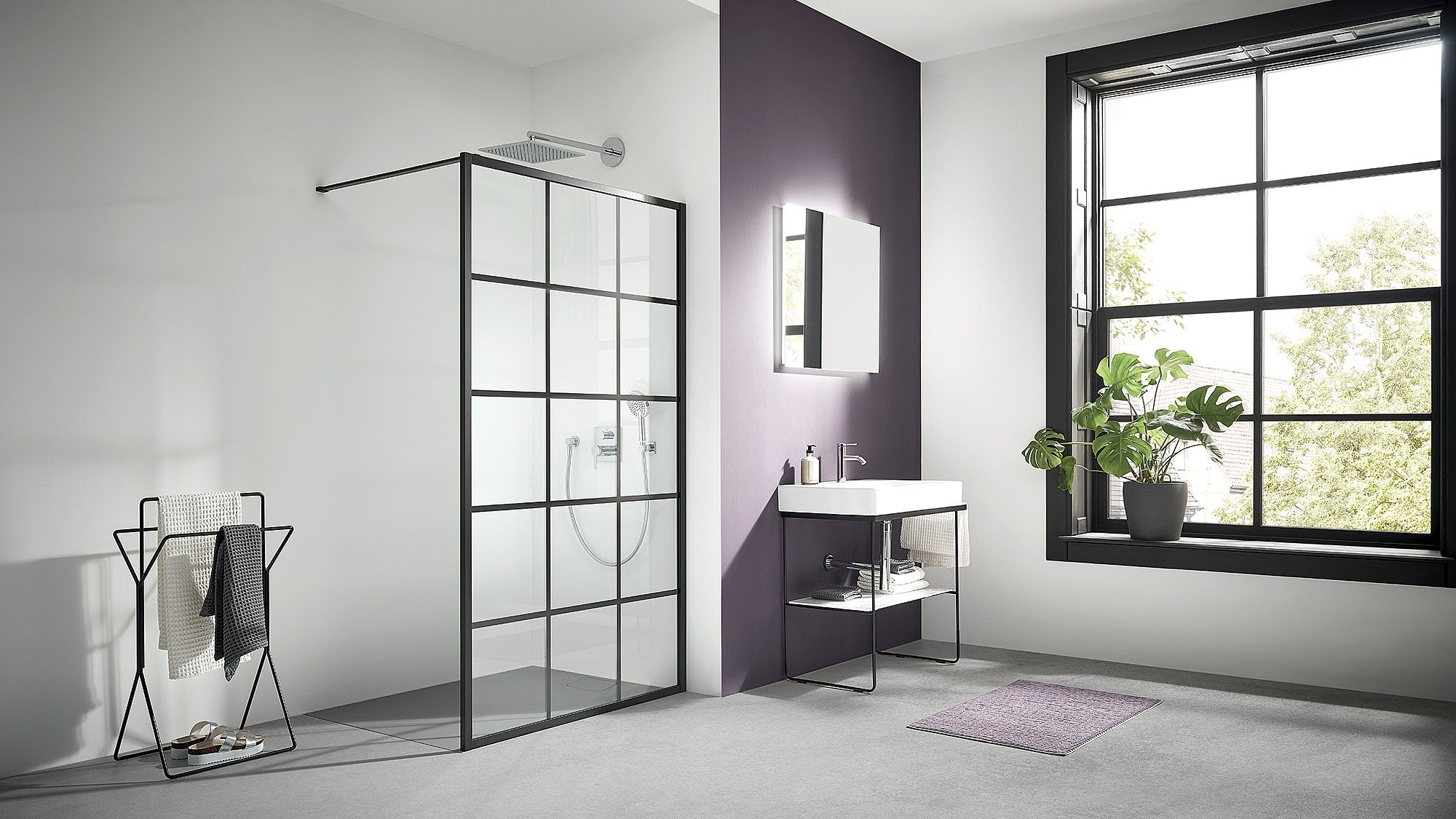 Kermi Duschdesign Walk-In-Duschkabine WALK-IN XD Wall mit Print Loft