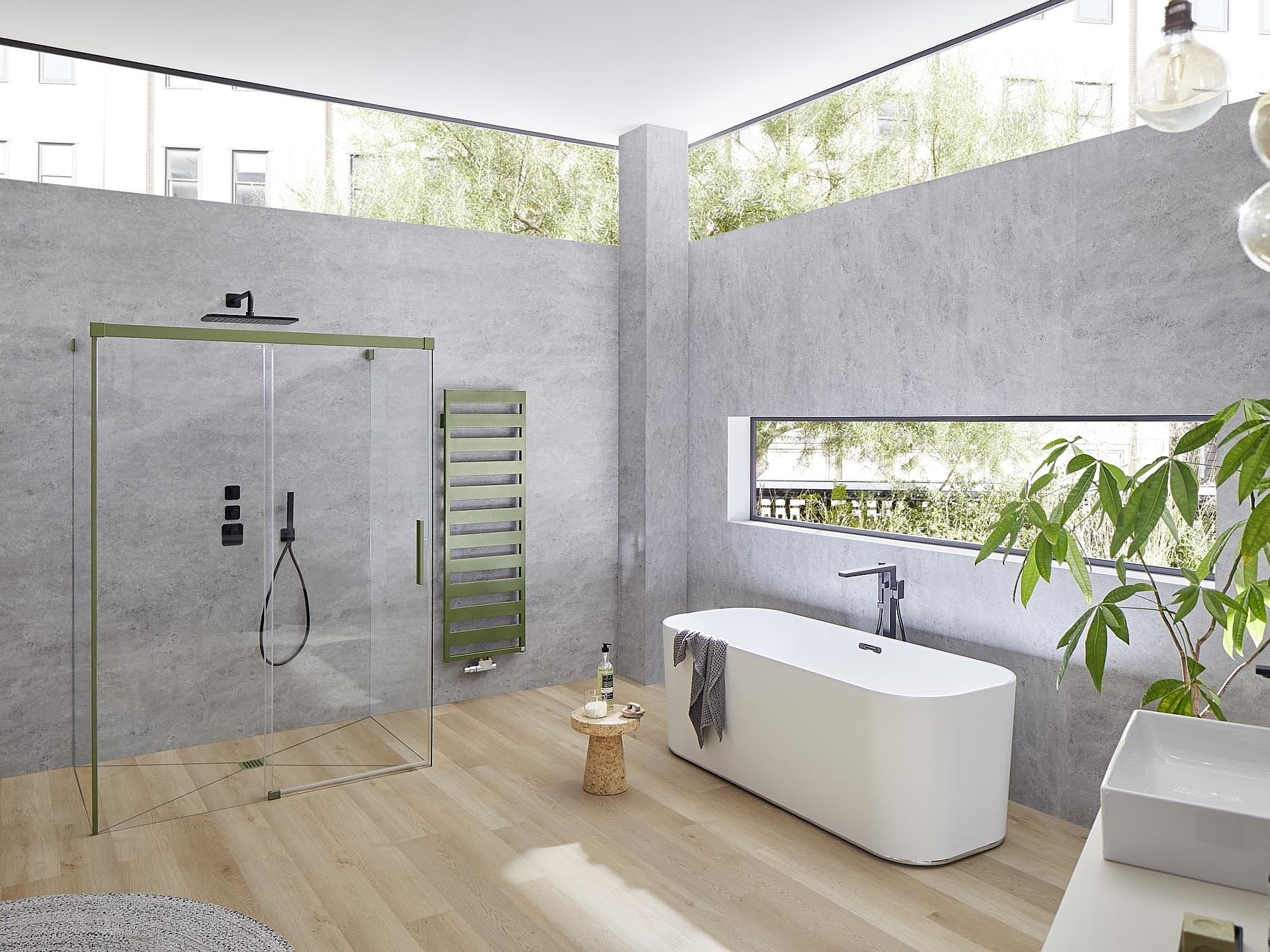 Kermi Profil-Duschkabine NICA Gleittür U-Kabine forest