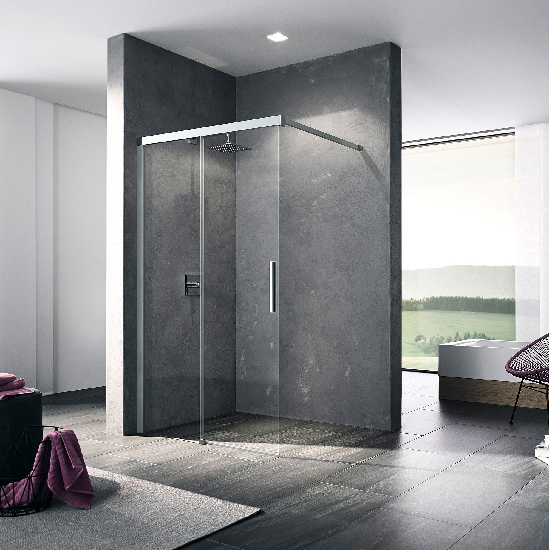 Kermi douchescherm NICA WALK-IN schuifdeur met muurprofiel