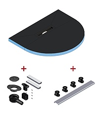 Kermi LINE shower board system, semi-circle, center channel