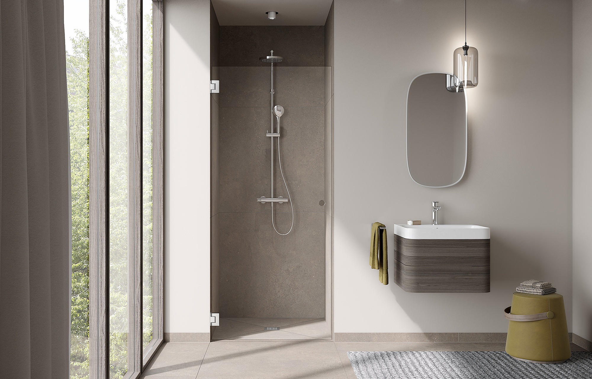 Kermi beslag-douchescherm XENA 2.0 draaideur naar binnen en buiten te openen