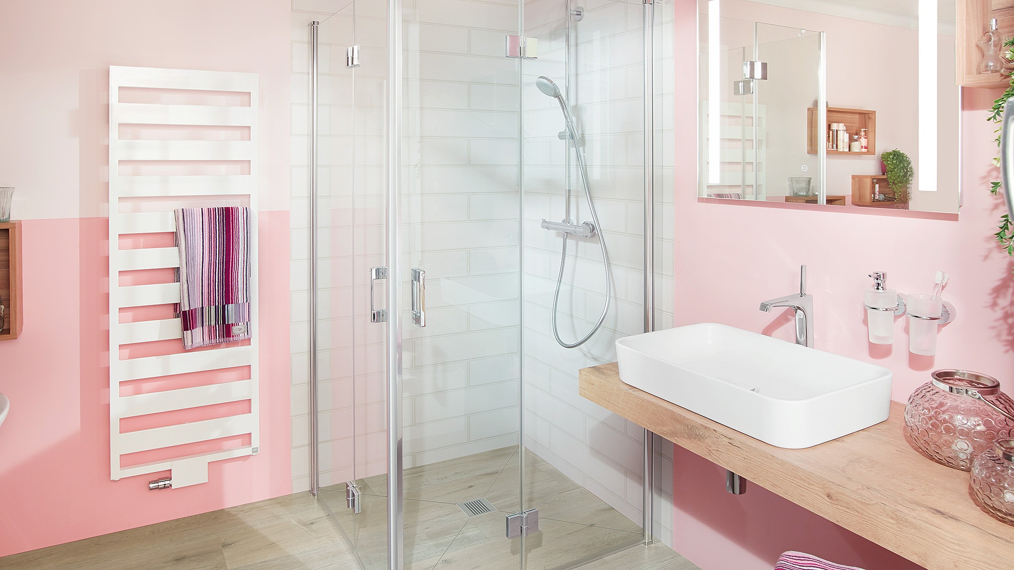 Kermi Duschdesign Profil-Duschkabine LIGA Eckeinstieg 2-teilig (Pendel-Falttüren) 