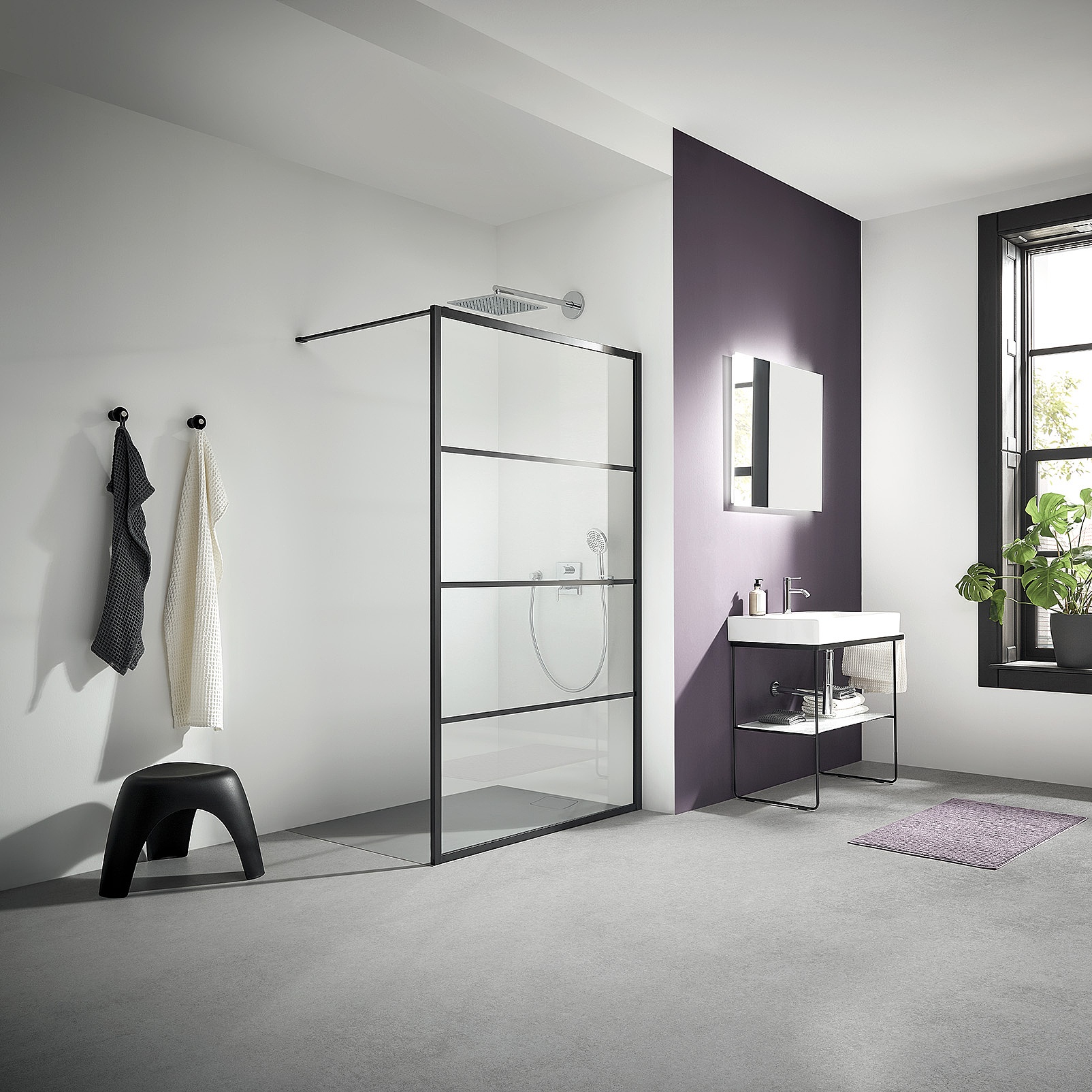 Kermi Duschdesign Walk-In-Duschkabine WALK-IN XD Wall mit Print Stripes