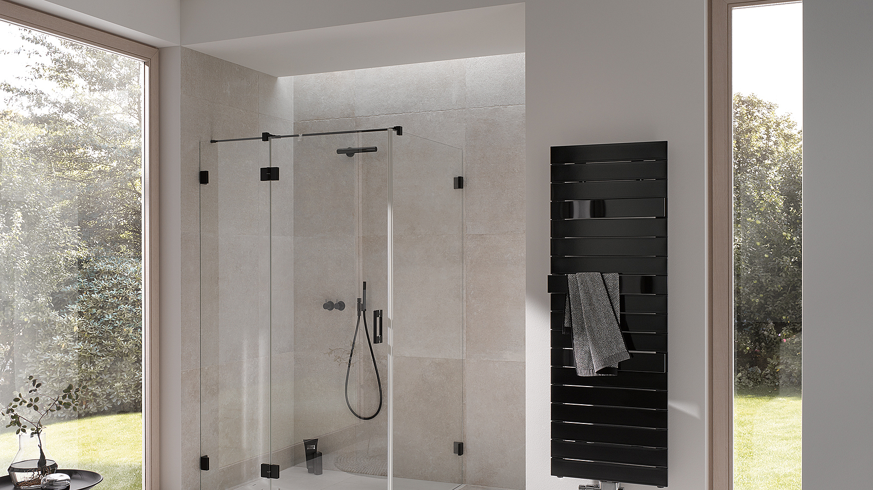 Kermi hinged shower enclosure LIGA hinged door XXL Black