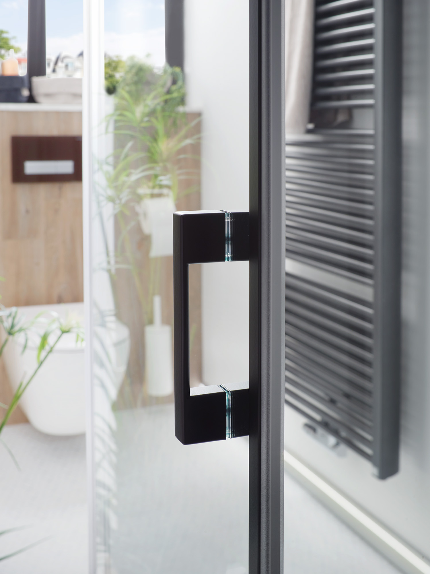 Kermi profile shower enclosure LIGA, comfort handle in Black 