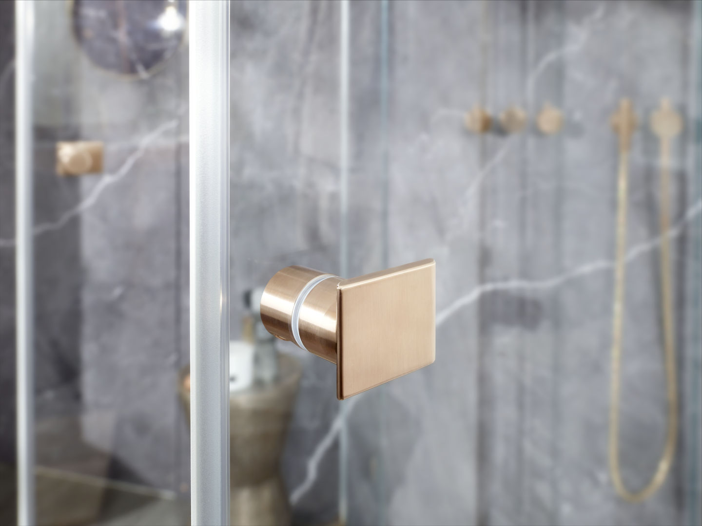 Kermi hinged shower enclosure MENA, two-part hinged door handle in Brushed Bronze